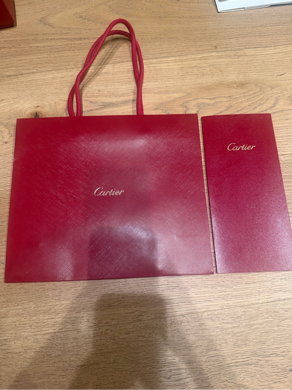 Cartier Red Saffiano-Texture Gift bag with envelope